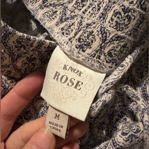 Knox Rose Blue and Cream Ikat Pattern Pants